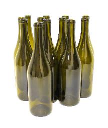 750mL Green Burgundy Wine Bottles, Case of 12 (Punted)