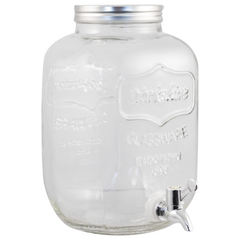 5 Liter (1.3 Gallon) Glass Wide Mouth Jug w/Hole & Spigot