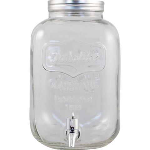 5 Liter (1.3 Gallon) Glass Wide Mouth Jug w/Hole & Spigot