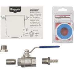Brewmaster 14 Gallon Brew Kettle | Stainless Steel | Two Welded Couplers | Ball Valve Included | Silicone Handle Grips | Volume Markers