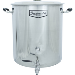 Brewmaster 14 Gallon Brew Kettle | Stainless Steel | Two Welded Couplers | Ball Valve Included | Silicone Handle Grips | Volume Markers