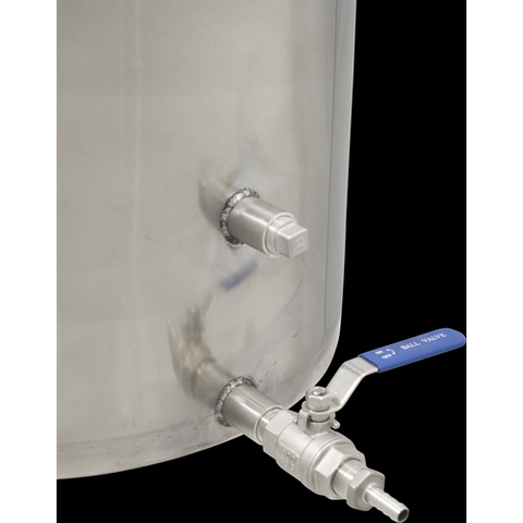 Brewmaster 14 Gallon Brew Kettle | Stainless Steel | Two Welded Couplers | Ball Valve Included | Silicone Handle Grips | Volume Markers