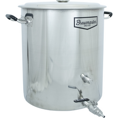 Brewmaster 14 Gallon Brew Kettle | Stainless Steel | Two Welded Couplers | Ball Valve Included | Silicone Handle Grips | Volume Markers