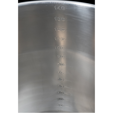 Brewmaster 14 Gallon Brew Kettle | Stainless Steel | Two Welded Couplers | Ball Valve Included | Silicone Handle Grips | Volume Markers