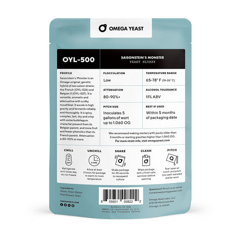 Omega Yeast OYL-500 Saisonstein's Monster Liquid Yeast