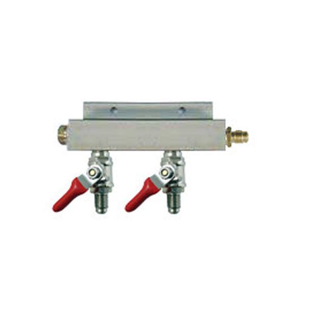 Keg And Draft Supplies - Air Distributor 1/4" MFL Inlet To 1/4" MFL Outlets W/ 2 Shutoffs & Check Valves - Aluminum