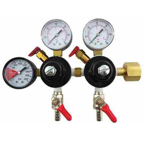 Keg And Draft Supplies - CO2 Regulator W/2 Low Pressure, 1 High Pressure Gauge, 5/16" Barb
