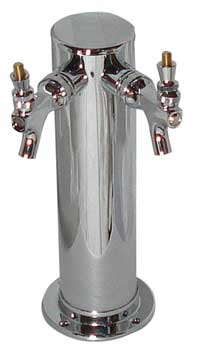 Keg And Draft Supplies - Draft Tower - Double Faucet - Chrome Plated Brass