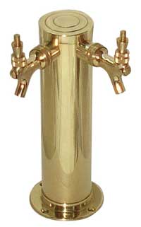 Keg And Draft Supplies - Draft Tower - Double Faucet - Polished Brass