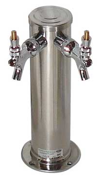 Keg And Draft Supplies - Draft Tower - Double Faucet - Polished Stainless