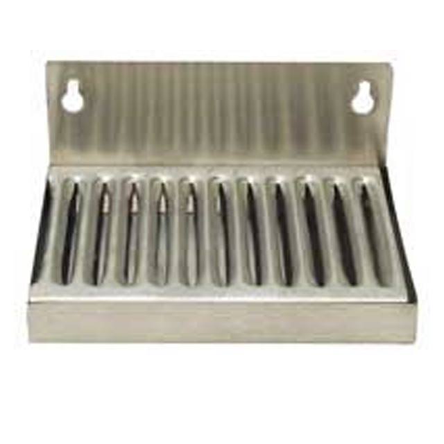 Keg And Draft Supplies - Drip Tray, Wall Mounted, 6" Long With Drain Pipe, Stainless Steel