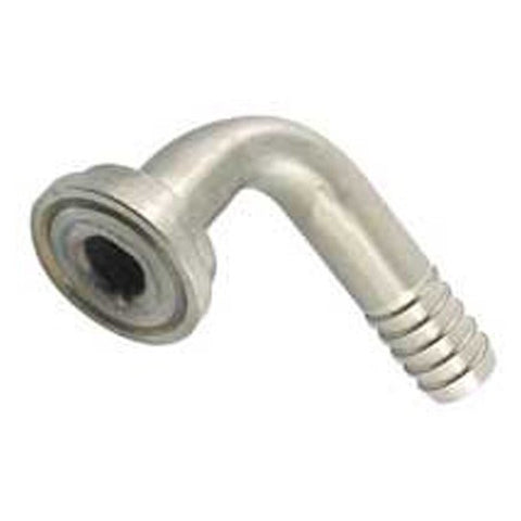 Keg And Draft Supplies - Tail Piece - 3/16" Barb With 90 Degree Elbow - Stainless Steel
