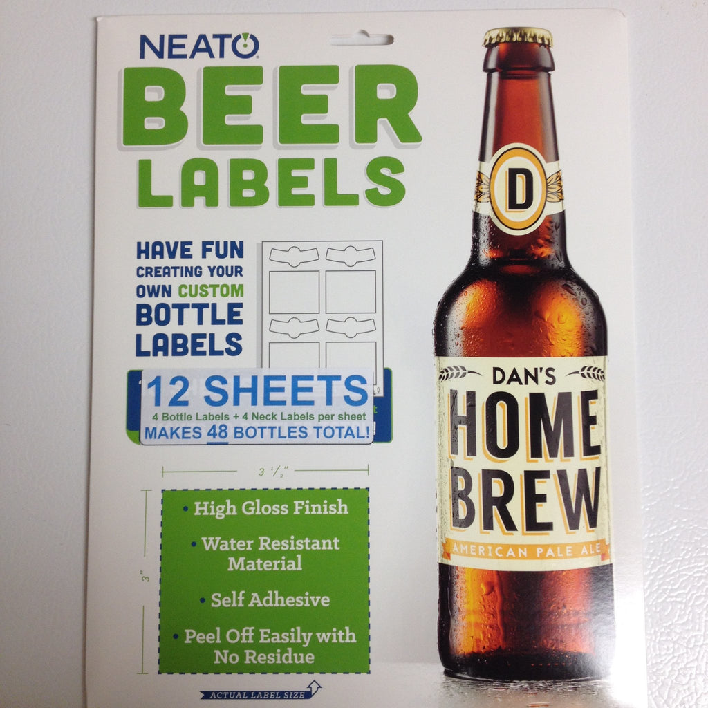 Labels, Shrink Caps, Assorted Bottling - Label Stickers For Beer W/ Neck Labels, 48 Count (NeatO Labels)