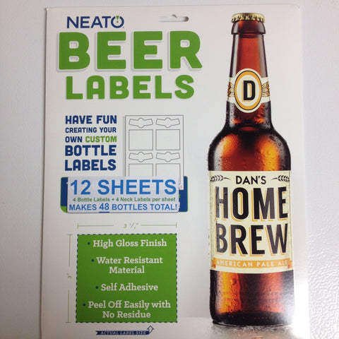 Label Stickers for Beer w/ Neck Labels, 48 Count (NeatO Labels)
