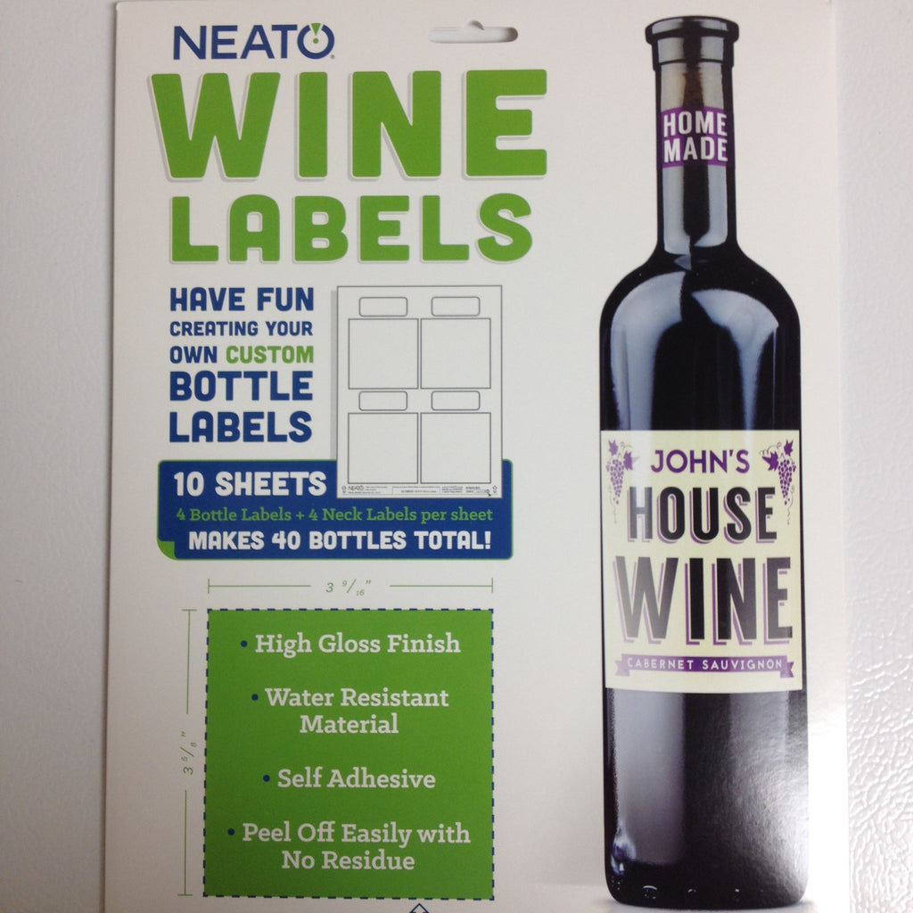 Labels, Shrink Caps, Assorted Bottling - Label Stickers For Wine W/ Neck Labels, 40 Count (NeatO Labels)