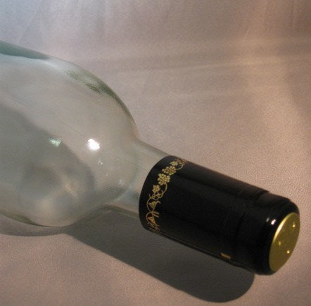 Labels, Shrink Caps, Assorted Bottling - PVC Shrink Caps, Black With Gold Grapes, Bag Of 30