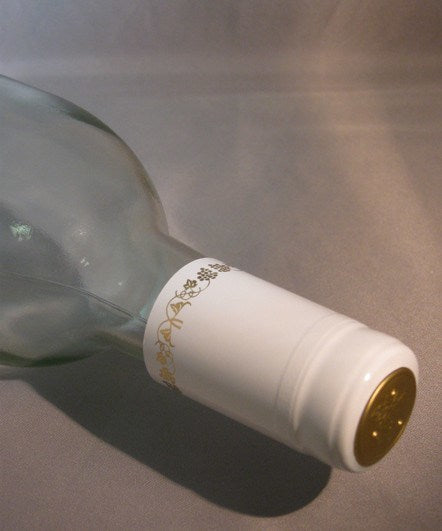Labels, Shrink Caps, Assorted Bottling - PVC Shrink Caps, White With Gold Grapes, Bag Of 30