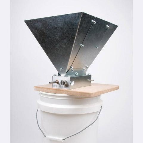 Miscellaneous Equipment - Monster Mill 2-Roller Grain Crusher With Steel Hopper And Base
