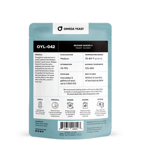 Omega Yeast OYL-042 Belgian Saison II Liquid Yeast