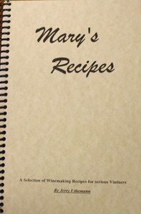 Wine Books - Mary's Recipes By Uthemann