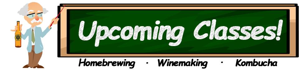 Beginner homebrewing, all-grain homebrewing, and winemaking classes